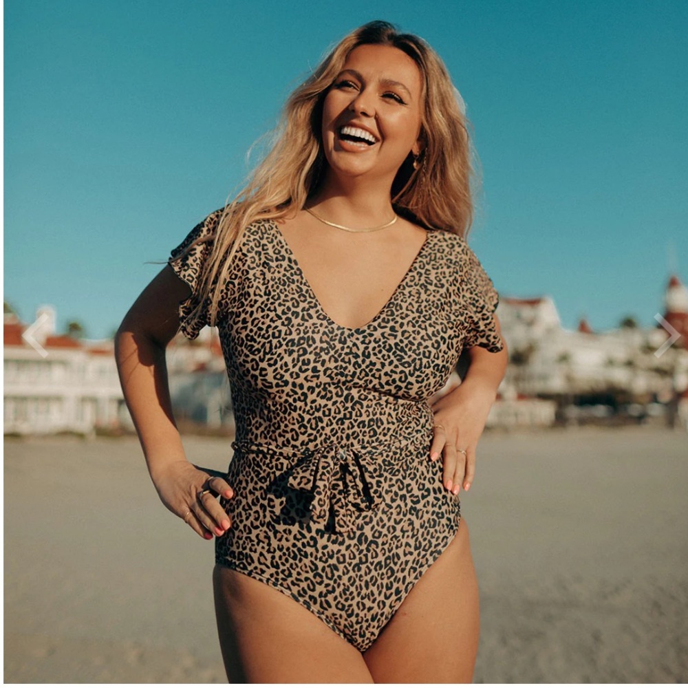 Albion fit leopard one piece swim suit